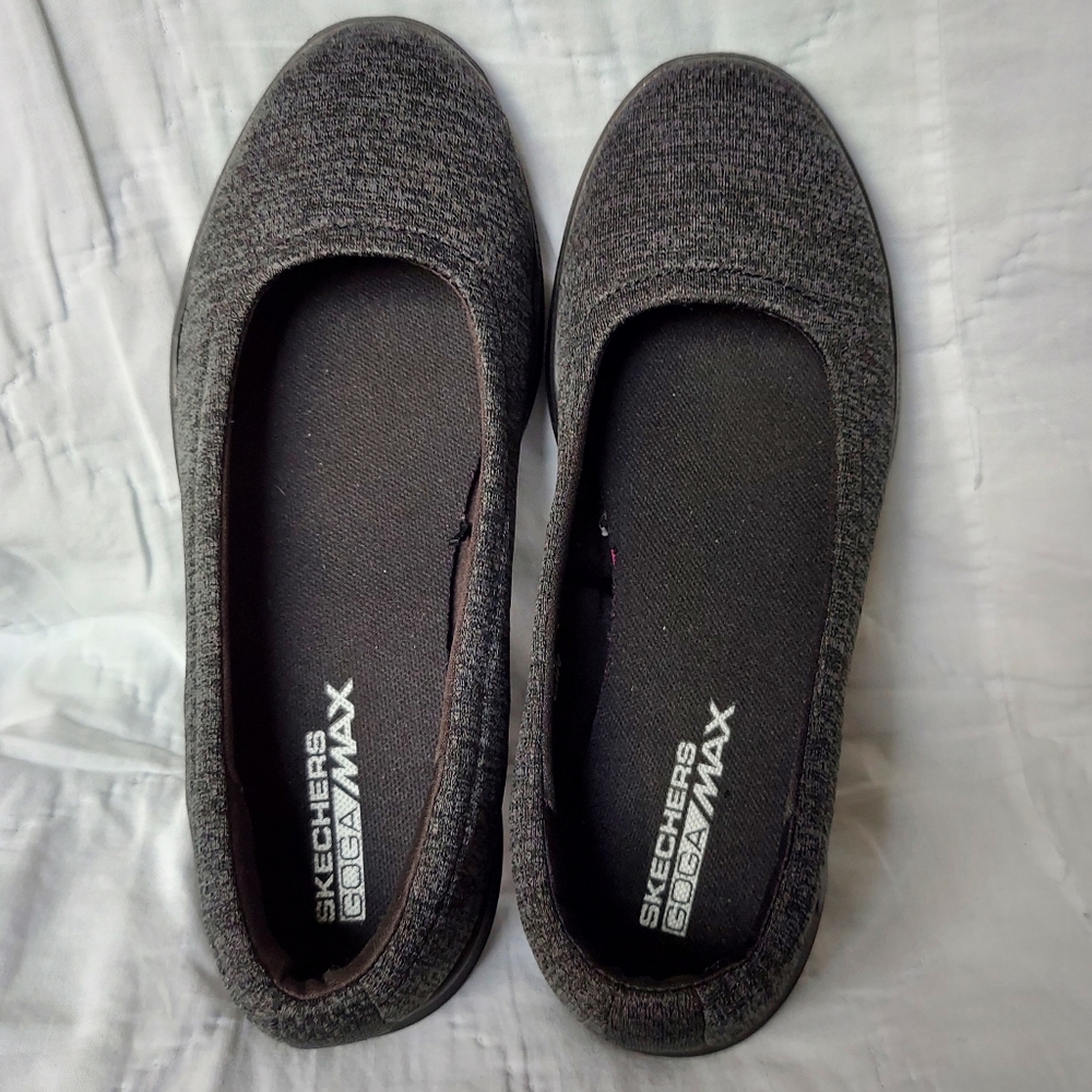 Skechers Goga Max Gray Slip On Flats Women 7.5